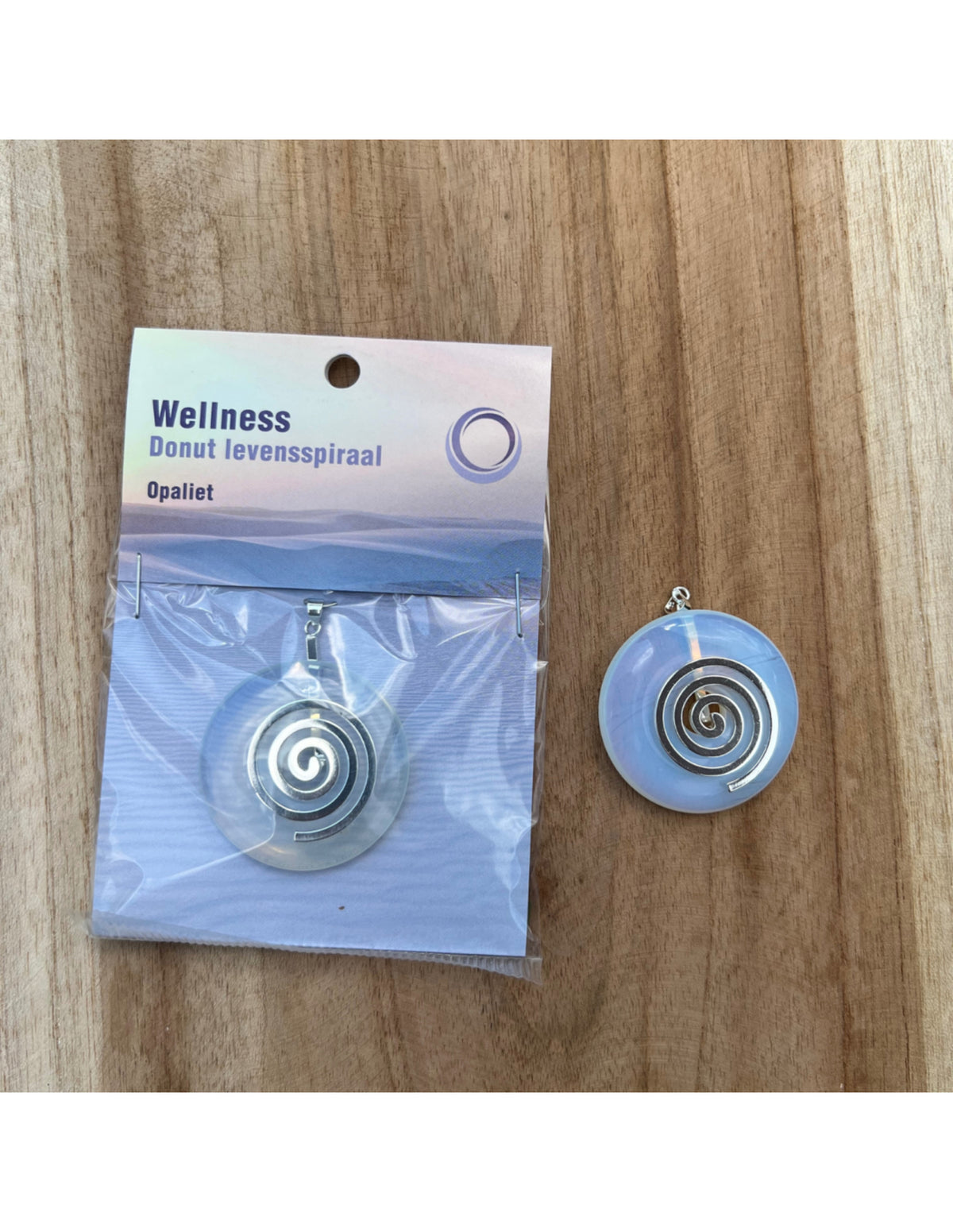 Opalit donut (glas) med livsspiral, 4 cm