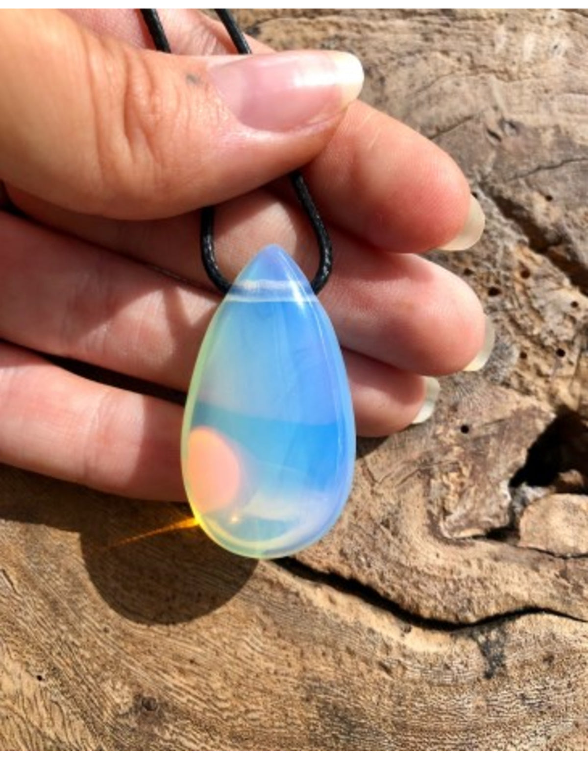 Opalit hänge (glas), droppformat, 4 cm