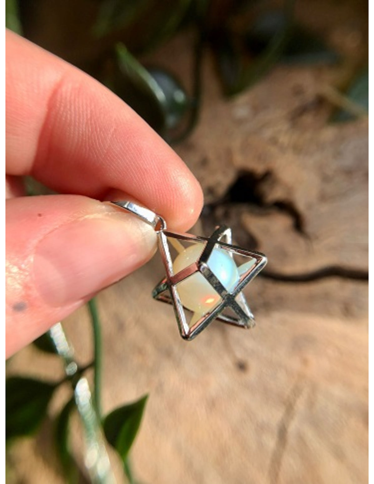 Opalit merkabah hänge (glas), bur med kula, 2,5 cm