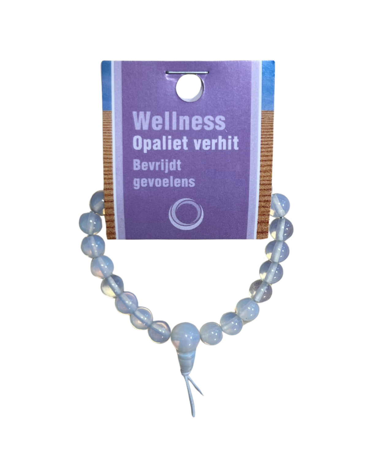 Opalit armband med runda pärlor (glas), 18 cm, På kort