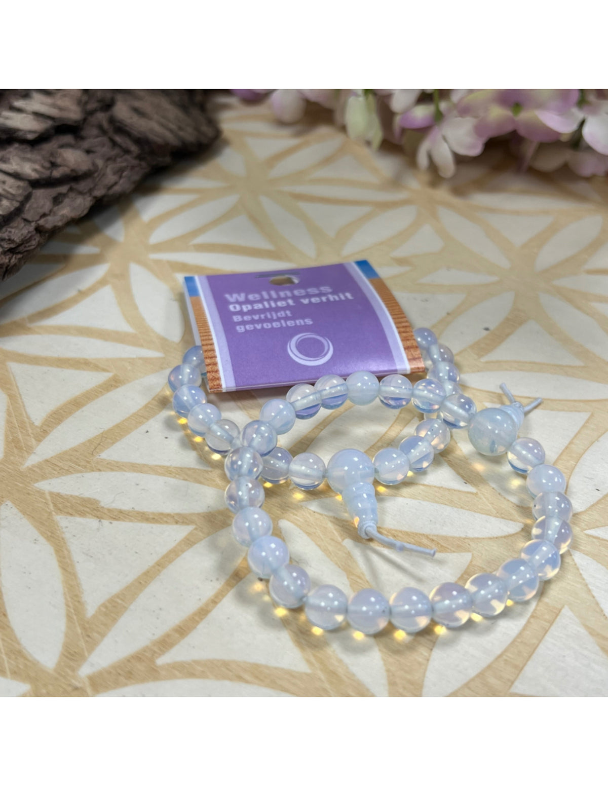 Opalit armband med runda pärlor (glas), 18 cm