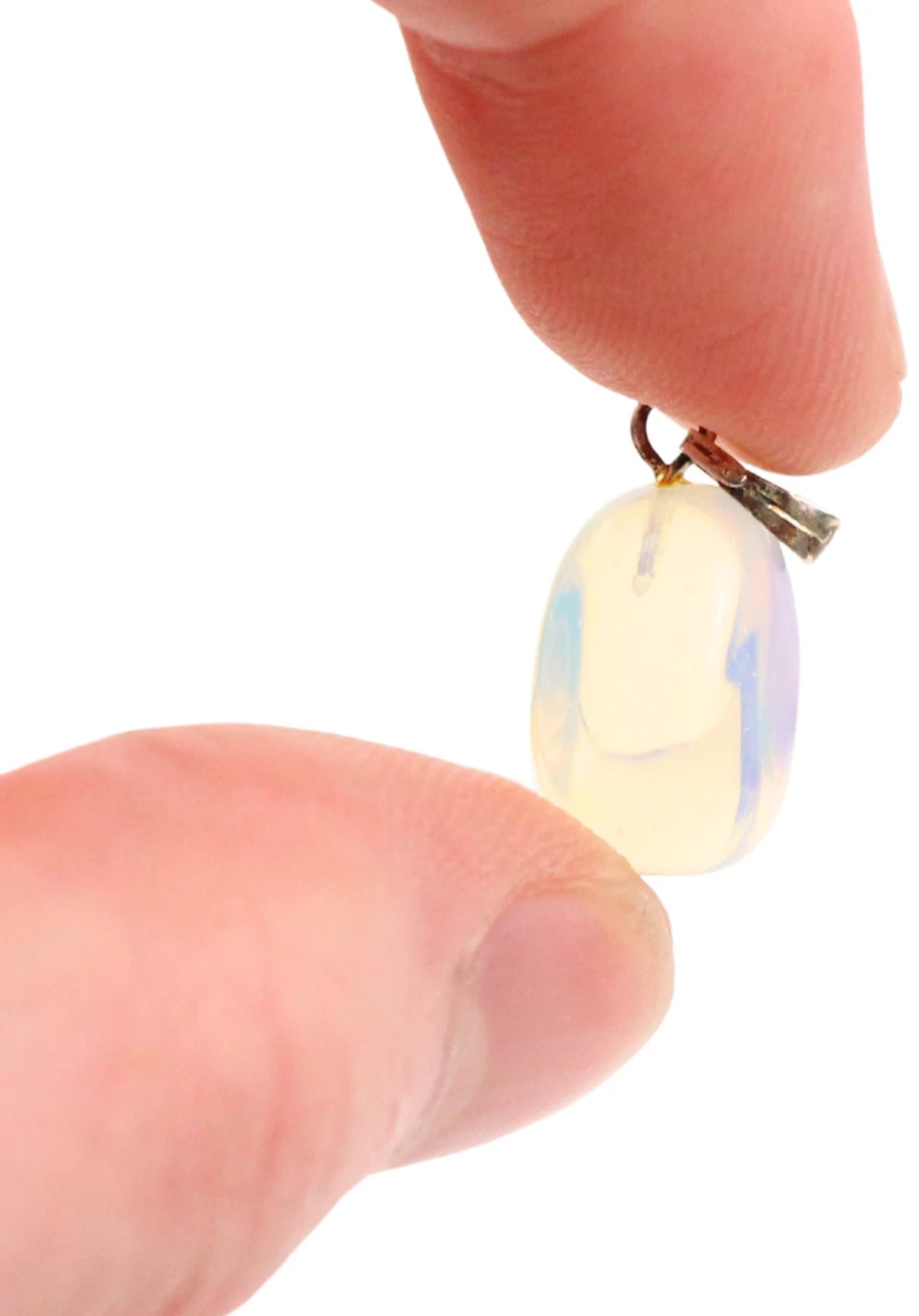 Opalit hänge (glas), borrat, kub, 1,5 cm