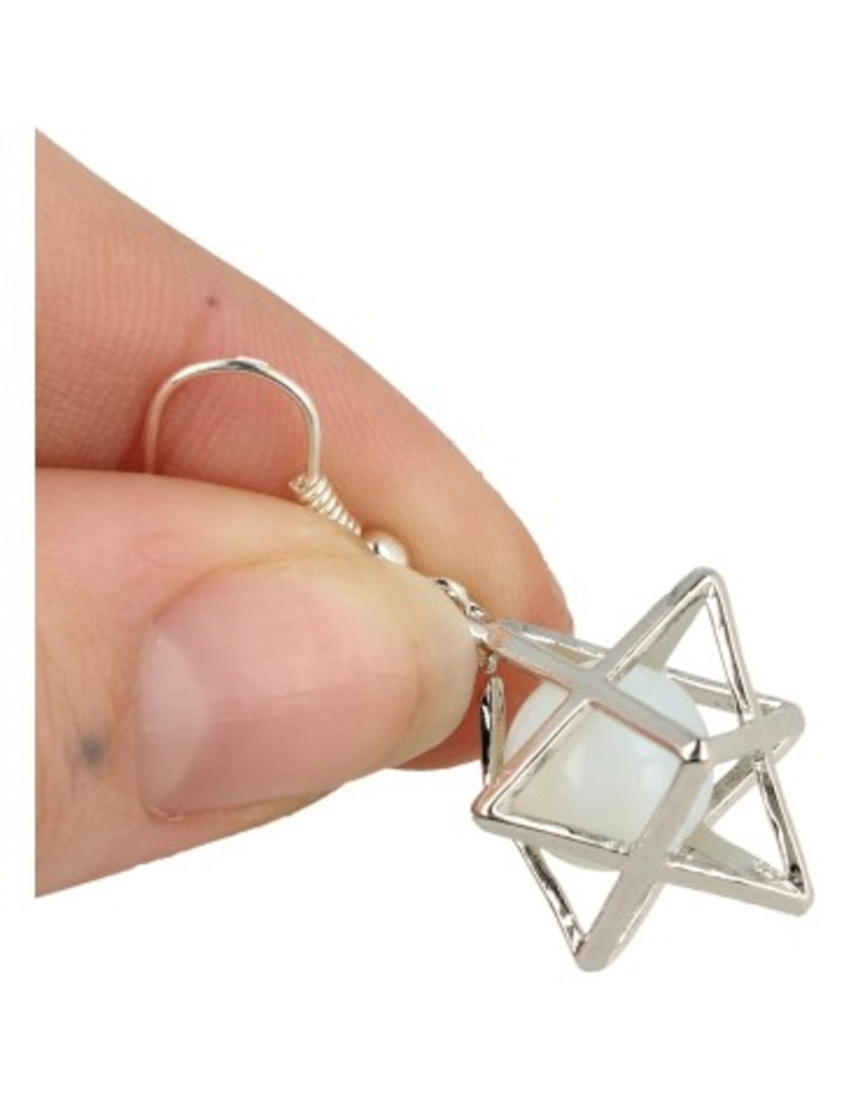 Opalit örhängen (glas), merkabah, silverfärgade, 2,5 cm