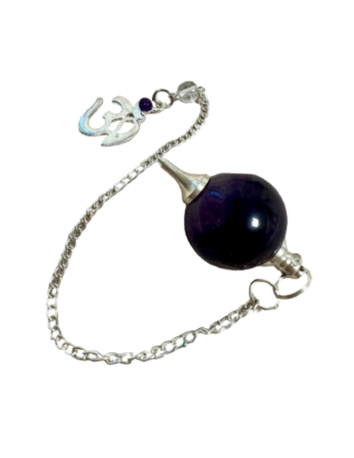 Ametist pendel, kula med Ohm-tecken, 3 cm, nr 46