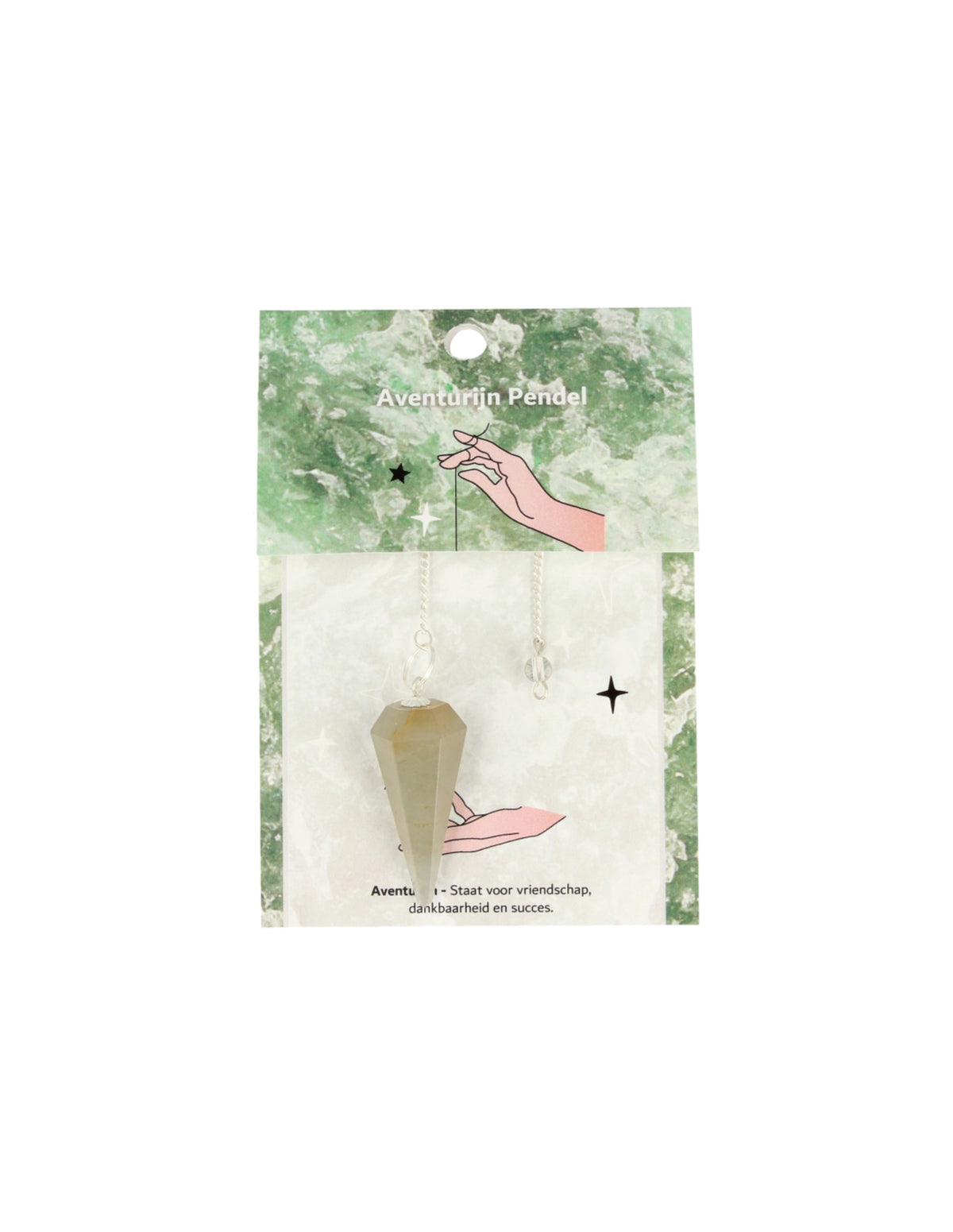 Aventurin pendel, fasettslipad, ca 4 cm, På kort