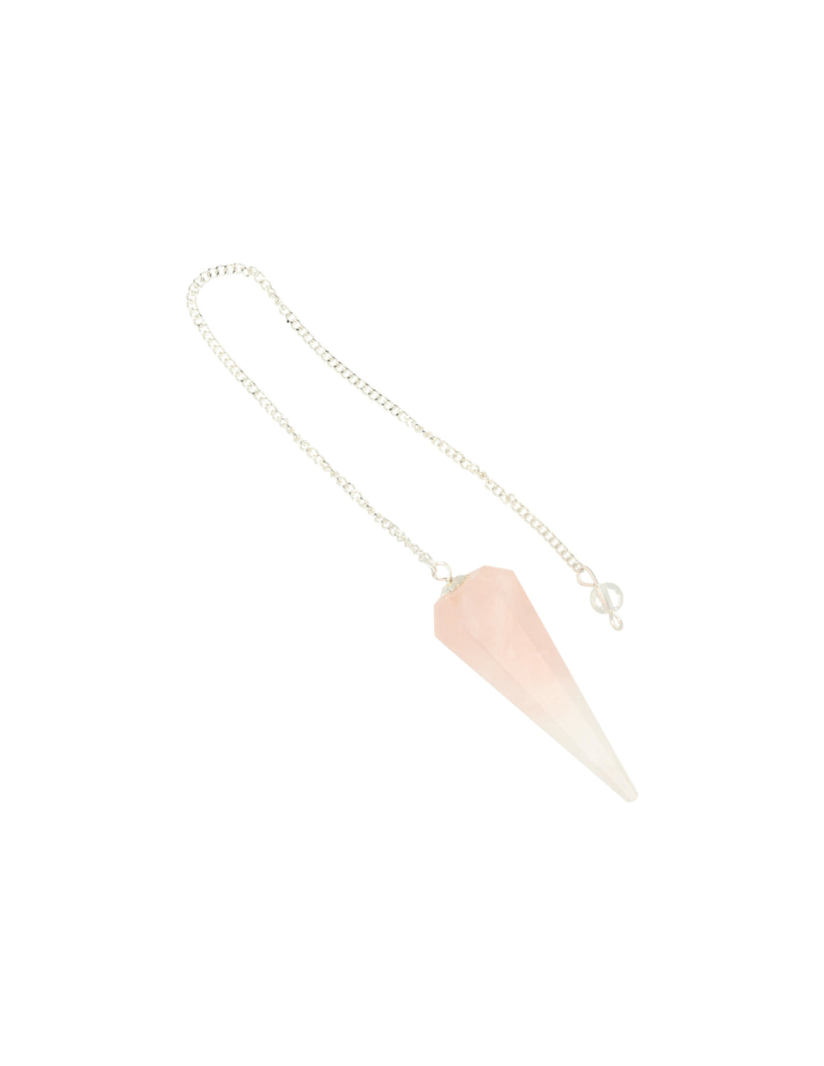 Rosenkvarts pendel, fasettslipad, på displaykort, 5 cm