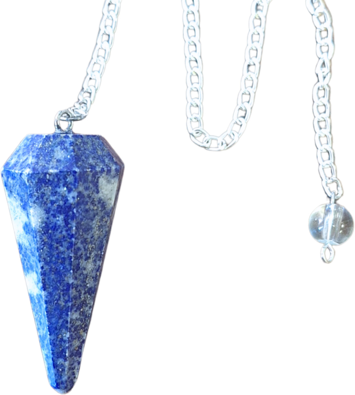 Lapis lazuli pendel, fasettslipad, 20 cm med kedja