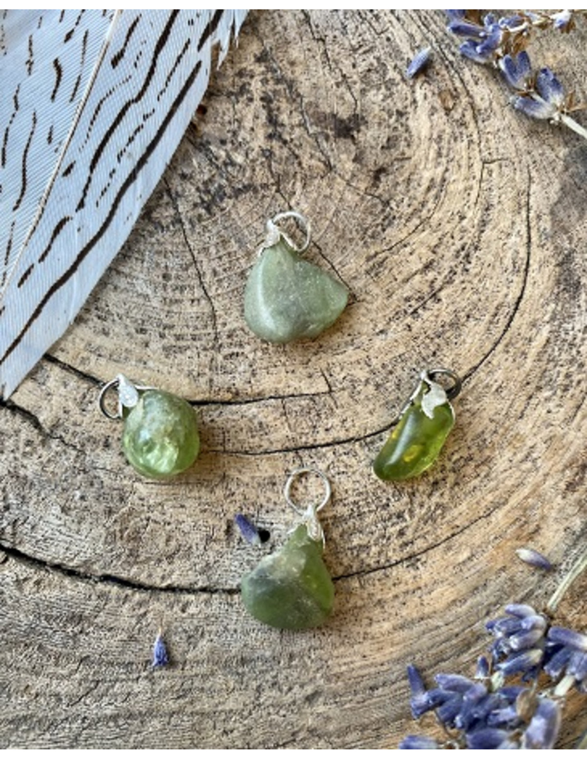 Peridot hänge, fasettslipad sten, 1 till 2 cm