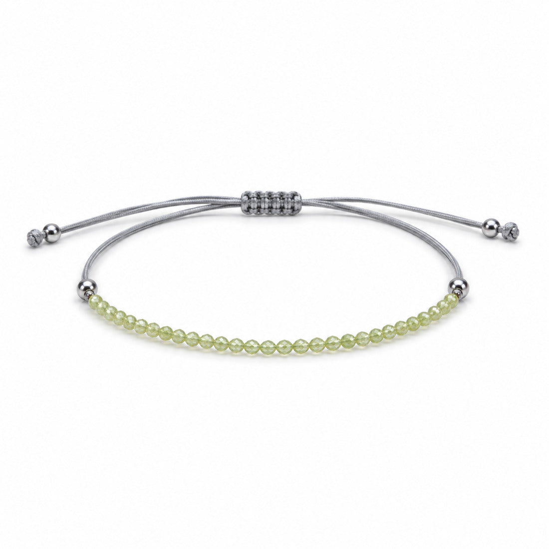 Peridot armband med små stenar, justerbar skjutknop