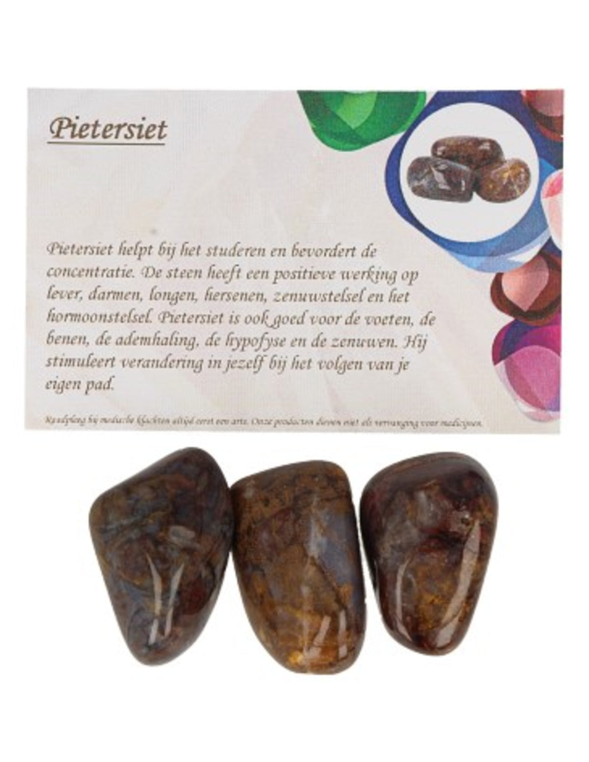 Pietersit trumlade stenar, 50 g, med infokort
