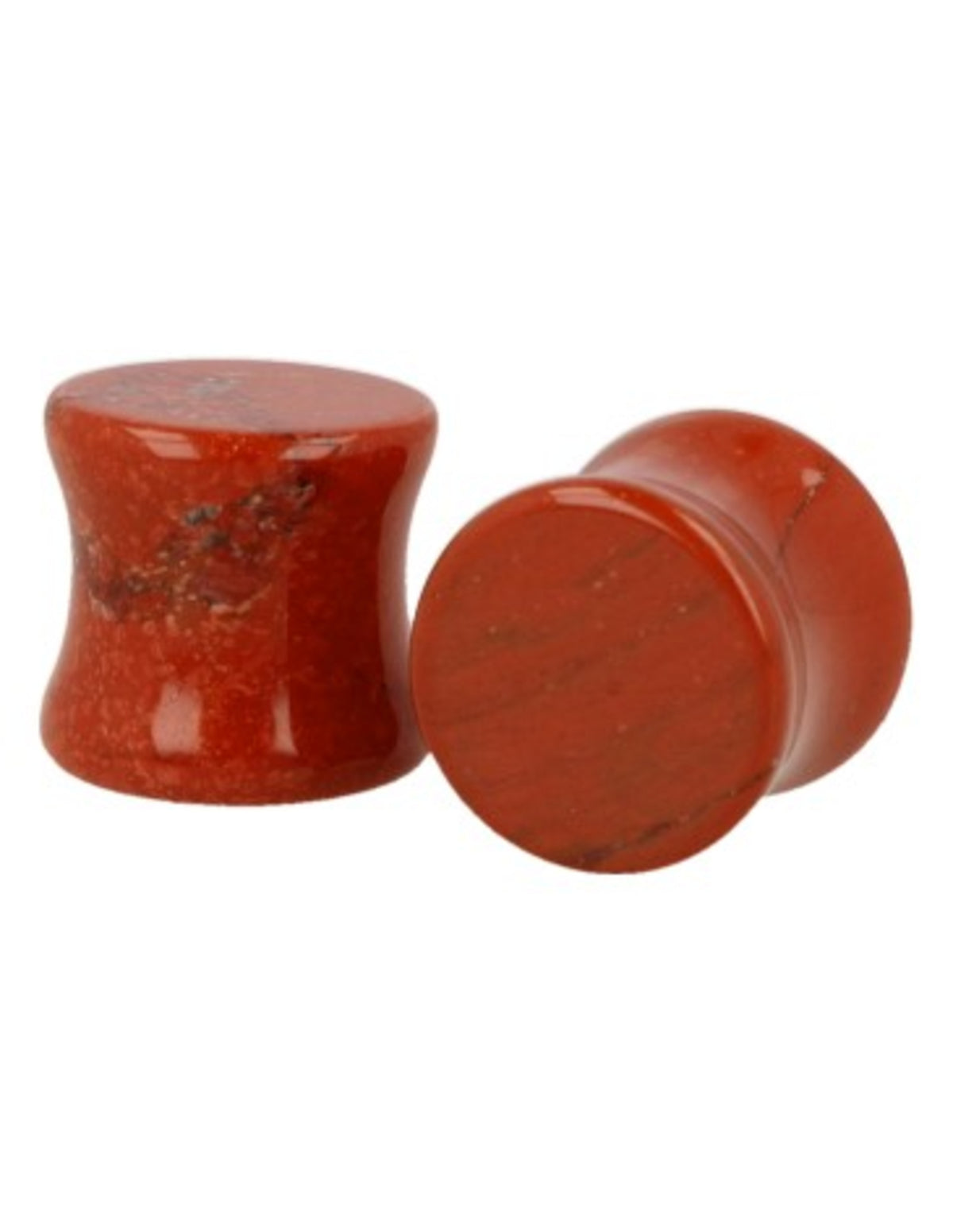 Röd jaspis plugs i par, i presentask, 12 mm