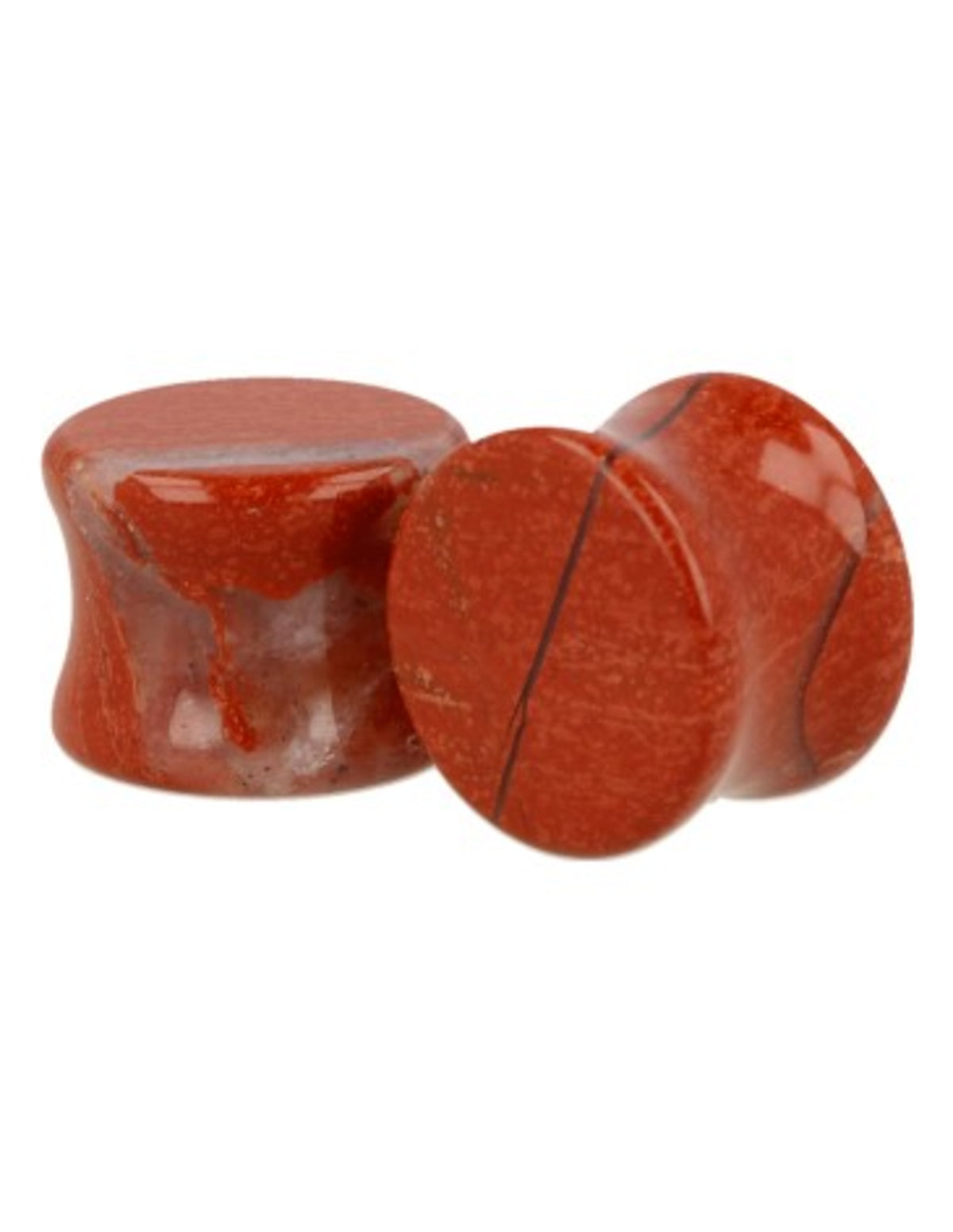 Röd jaspis plugs i par, i presentask, 16 mm