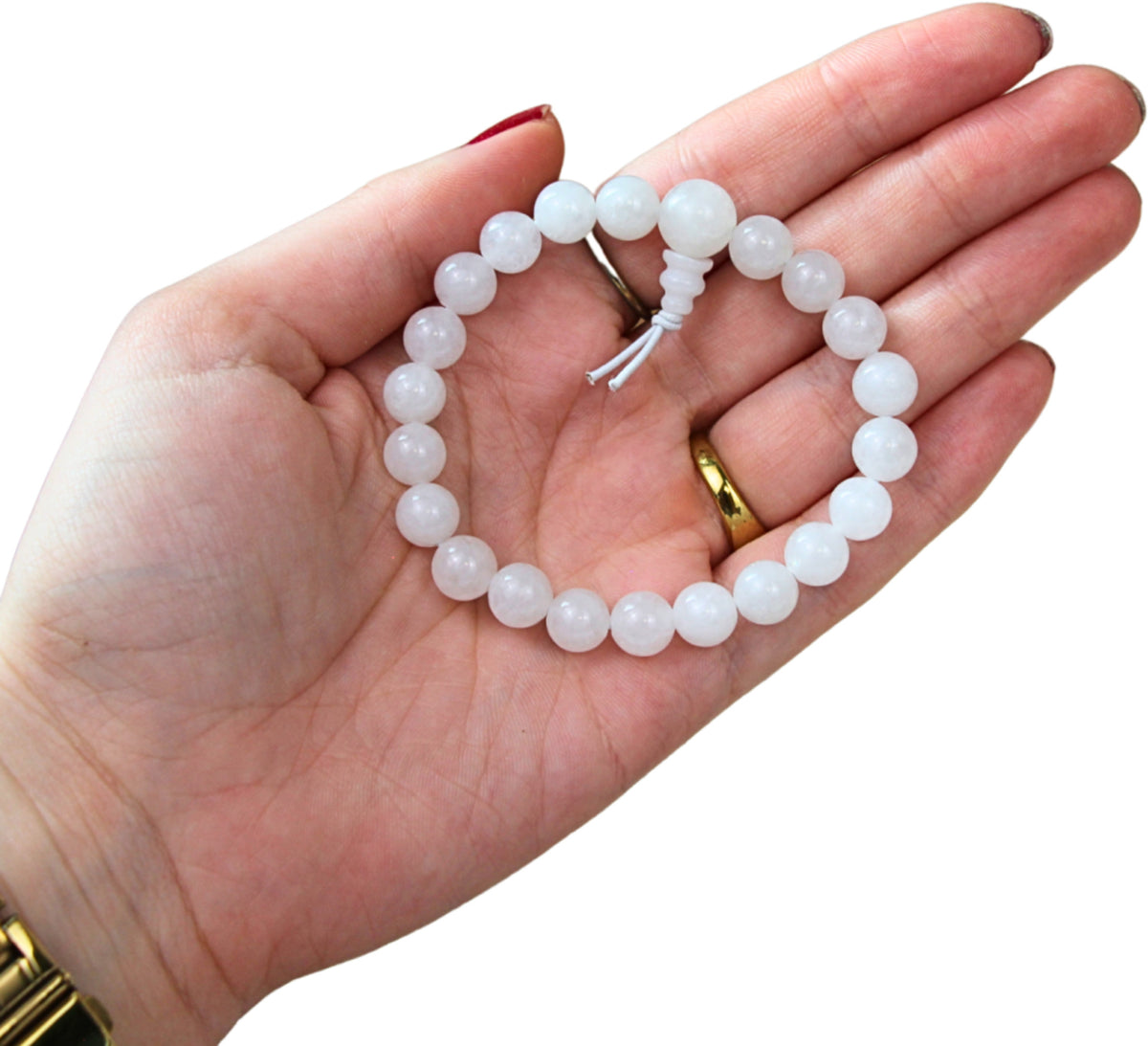 Jade armband med vita pärlor, ca 18 cm