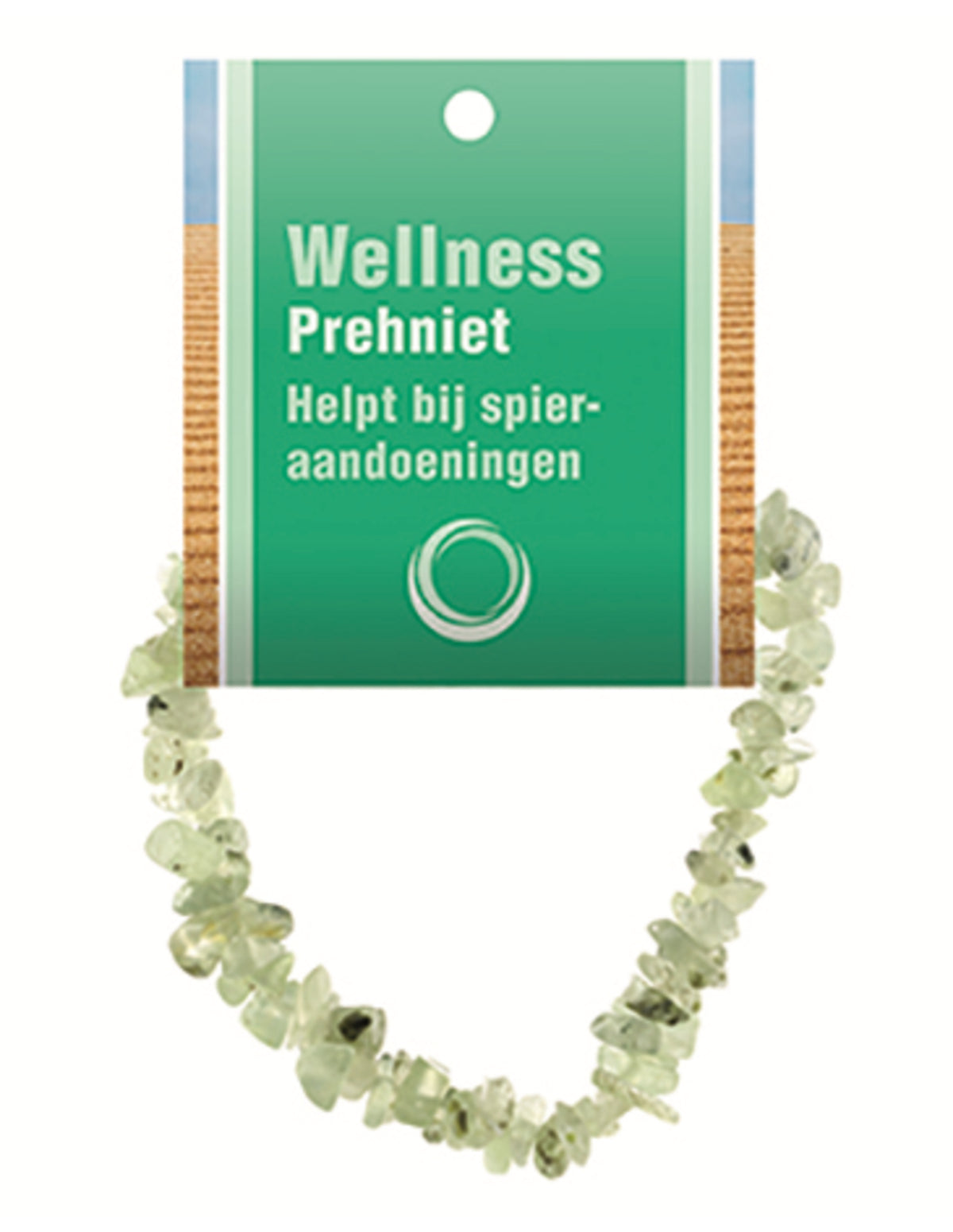Prehnit armband med splitstenar, 5 till 10 mm, På kort