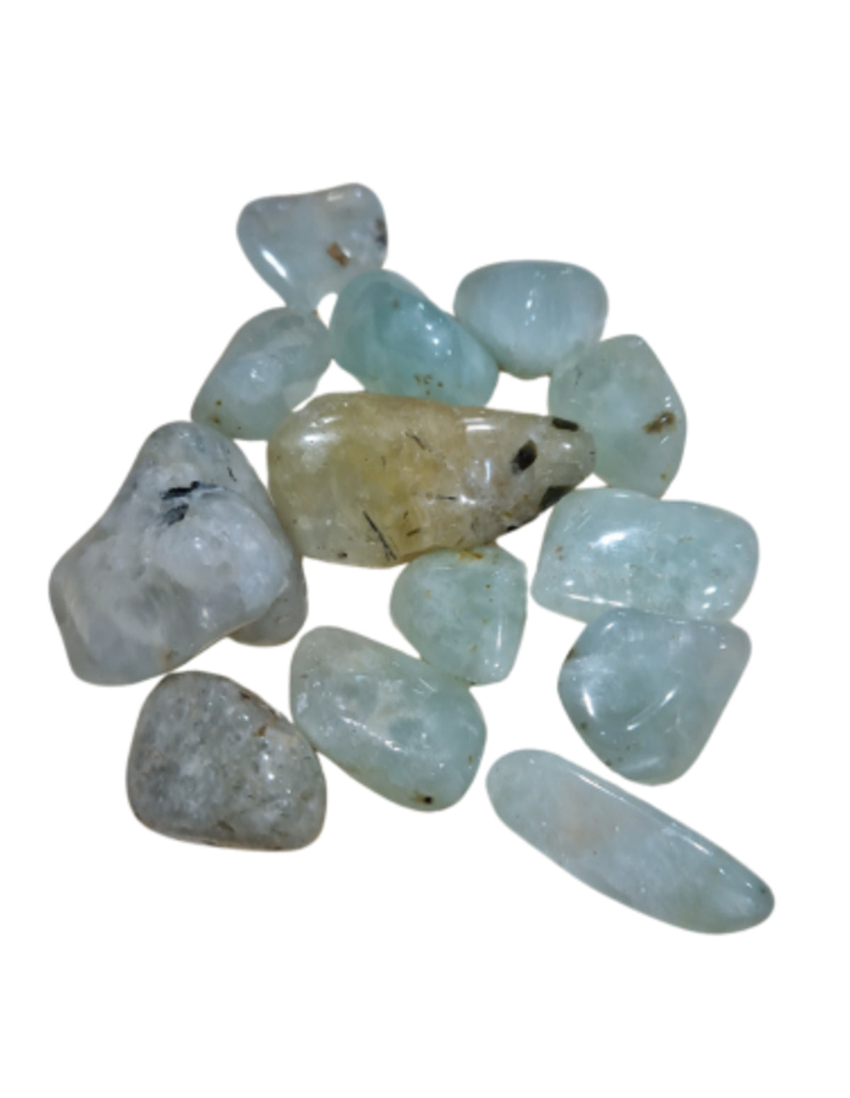 Prehnit trumlade stenar, 100 g, 2 till 4 cm