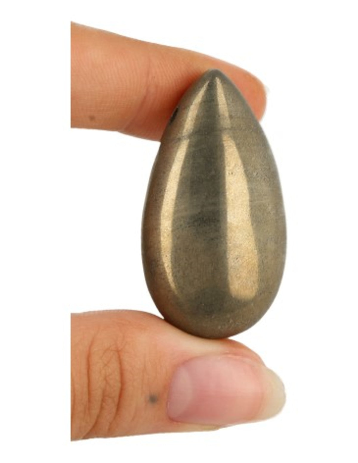 Pyrit hänge, droppe, 4 cm, borrad för 1 mm band