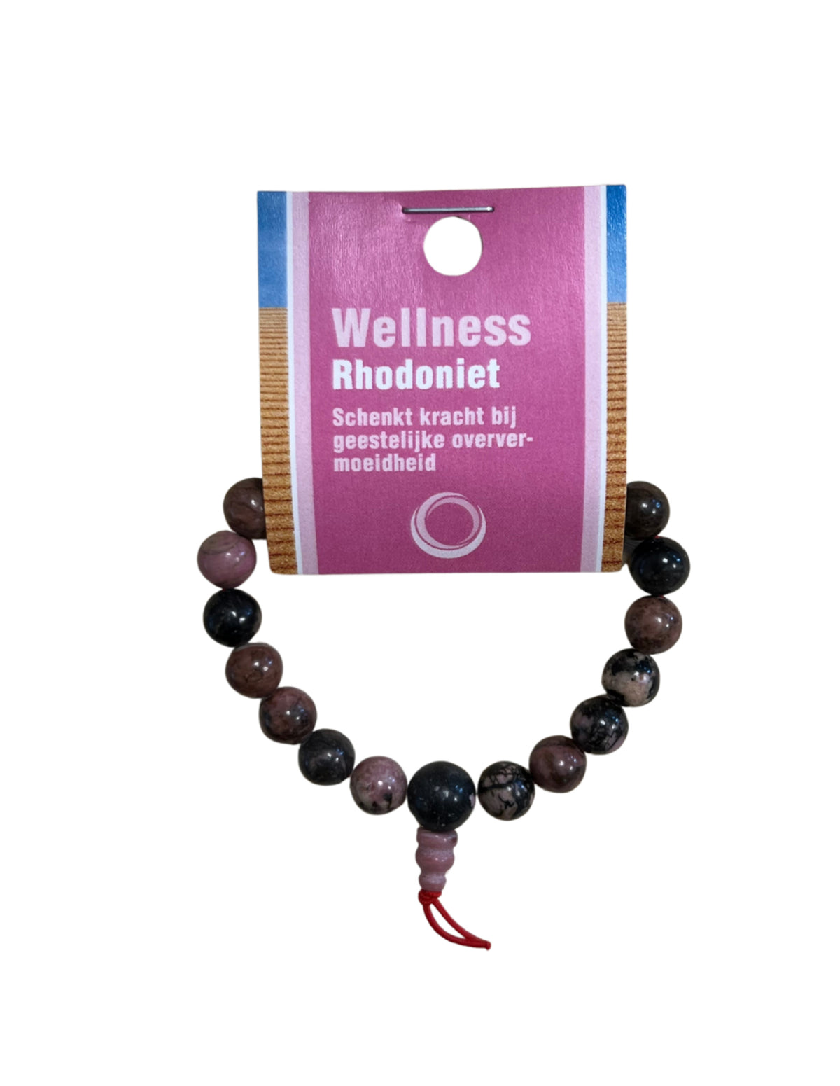 Rodonit armband, powerbead 8 mm, 18 cm, På kort