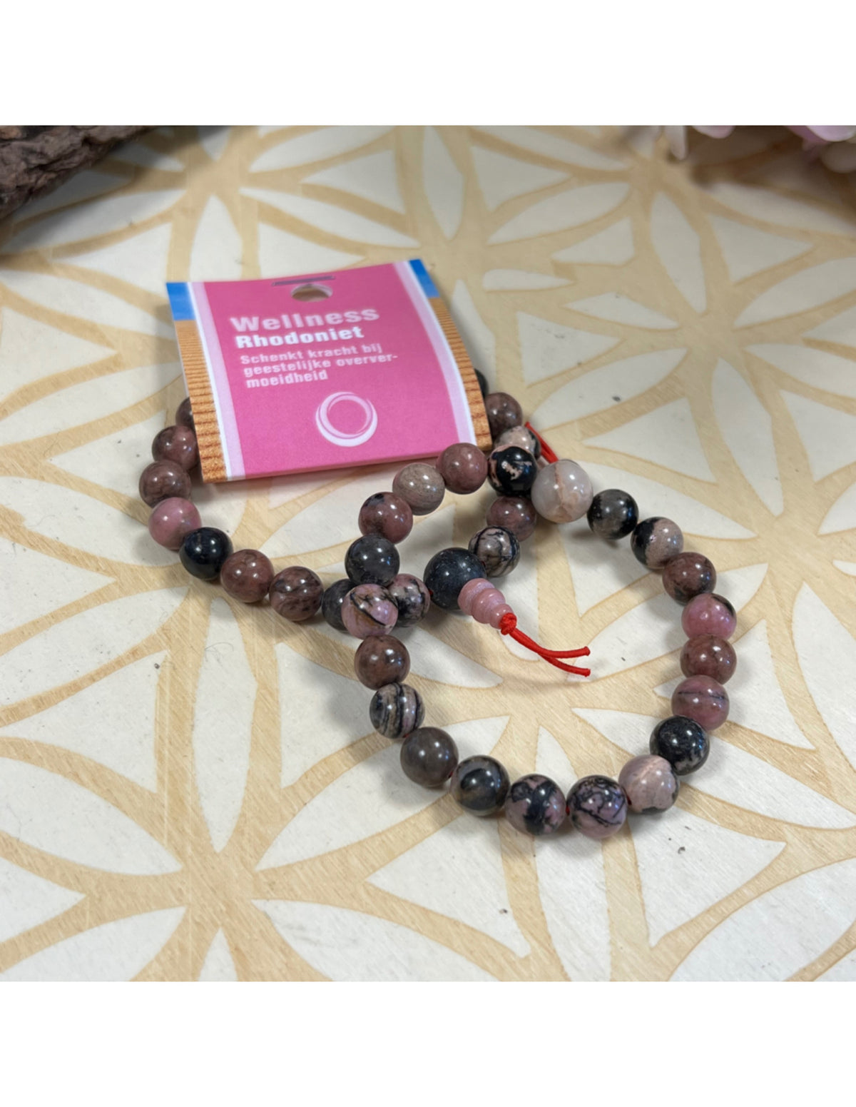 Rodonit armband, powerbead 8 mm, 18 cm