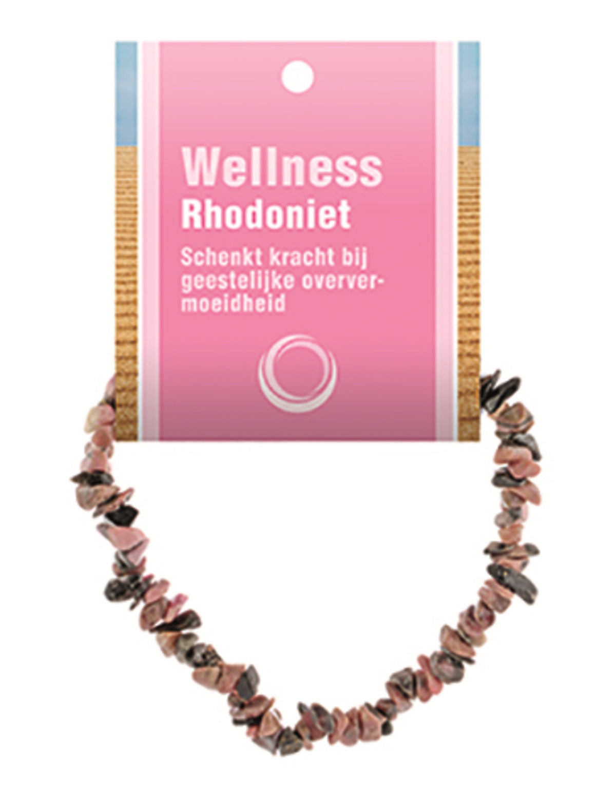 Rodonit armband med splitstenar, 5 till 10 mm, På kort