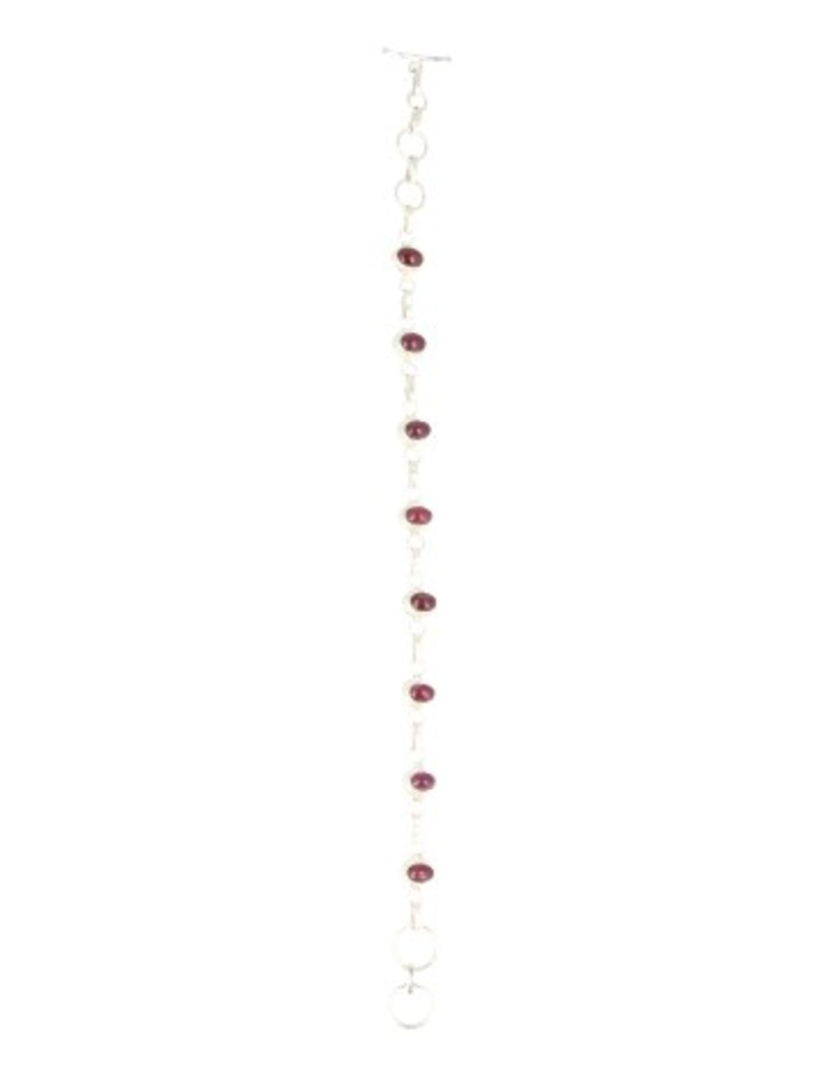 Rubin armband i 925 silver, åtta ovala stenar, justerbart