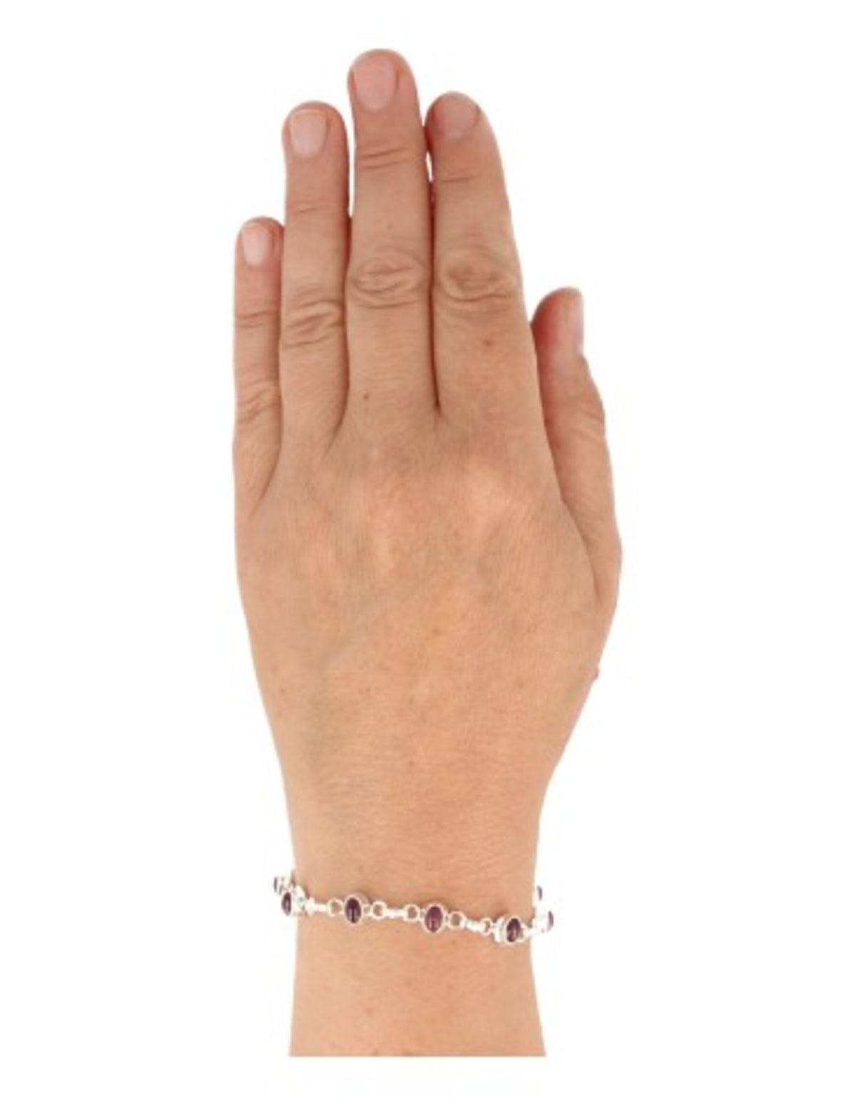 Rubin armband i 925 silver, åtta ovala stenar, justerbart