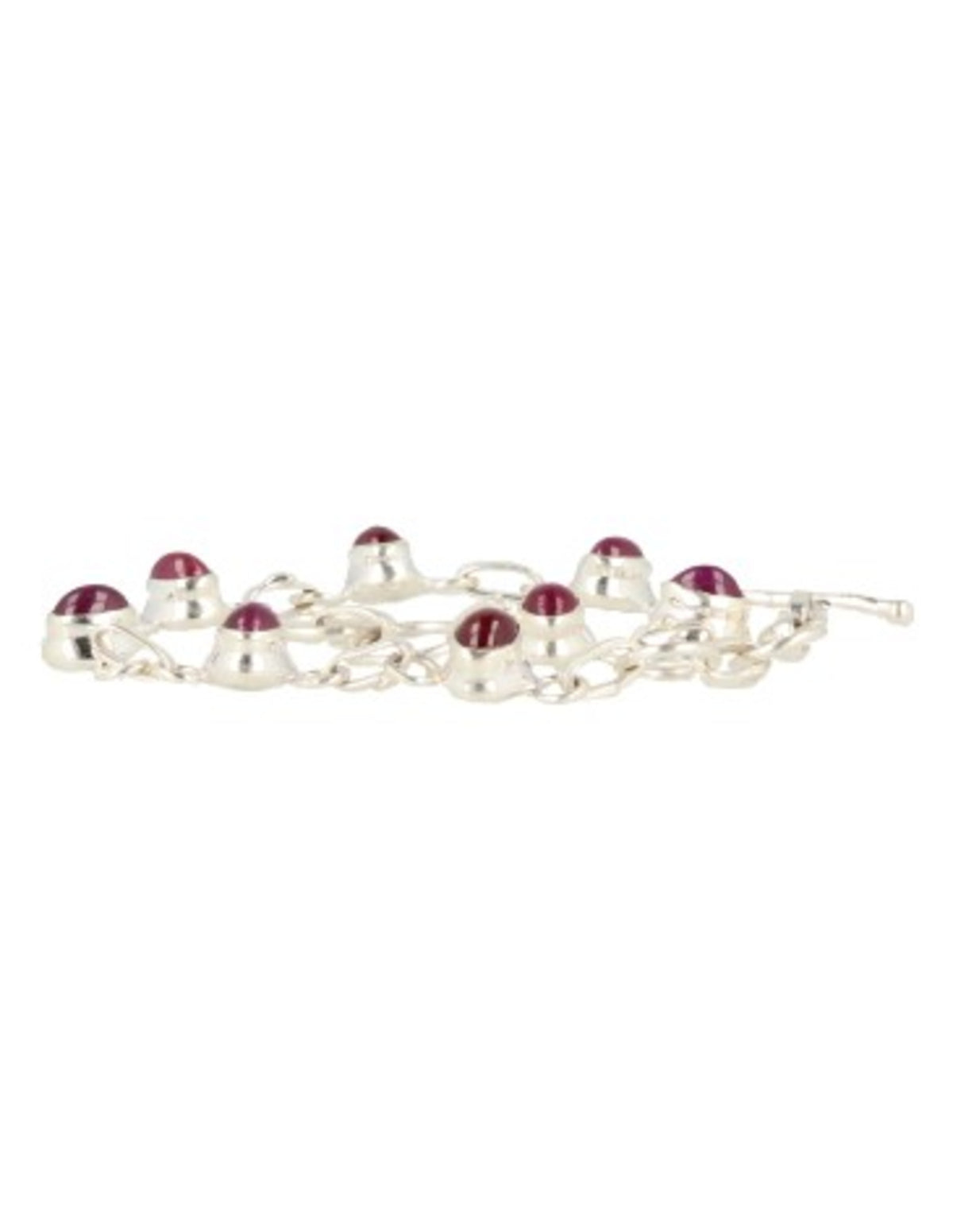 Rubin armband i 925 silver, åtta ovala stenar, justerbart