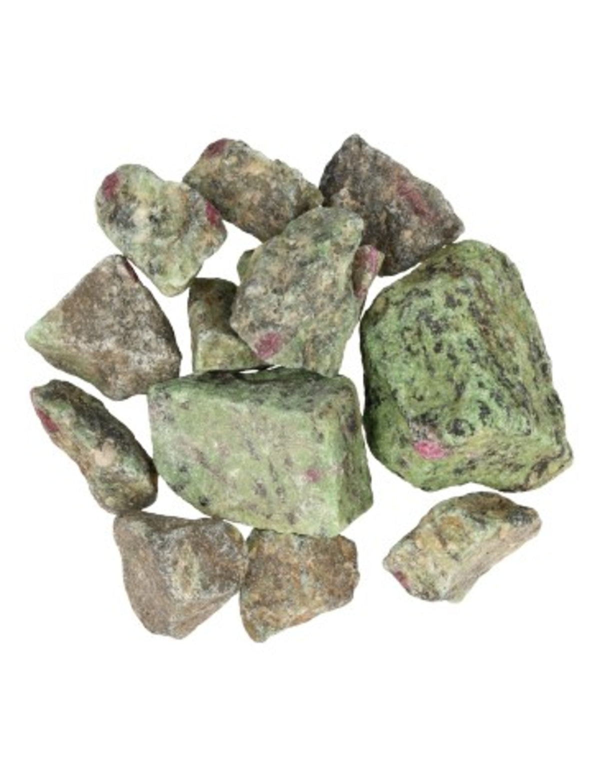 Rubin i zoisit råa bitar, grön och röd, 250 g