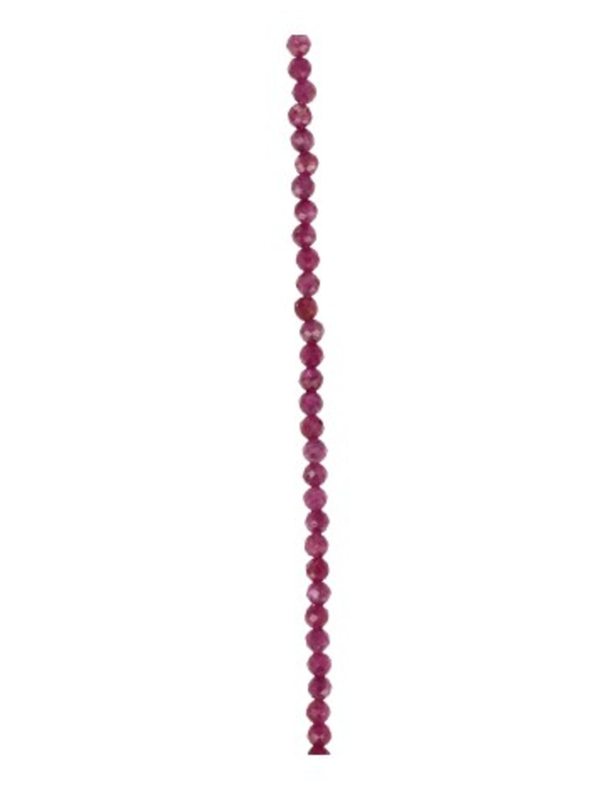 Rubin halsband, fasettslipade stenar 2 mm, silverlås, 44 cm