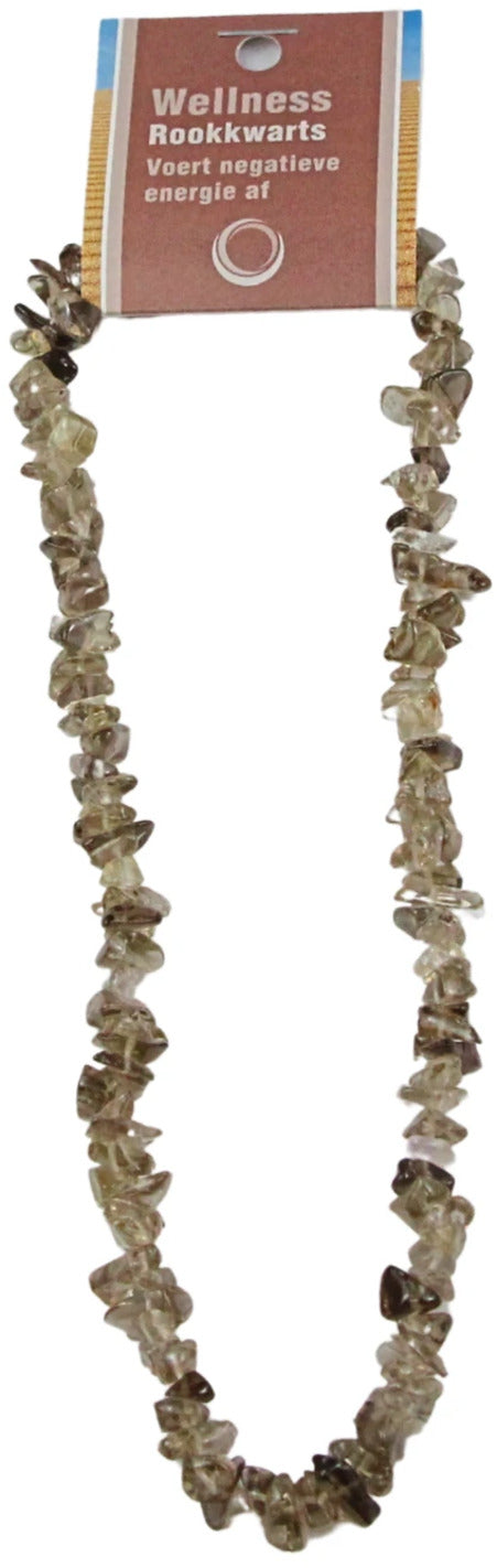 Rökkvarts halsband med splitstenar, 5 till 10 mm, 45 cm, På kort