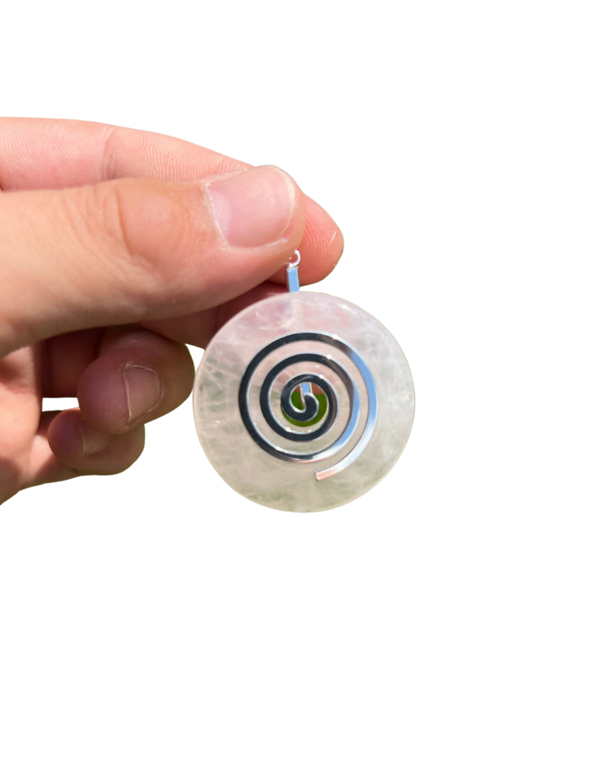 Rosenkvarts donut med livsspiral, 4 cm, med hänge