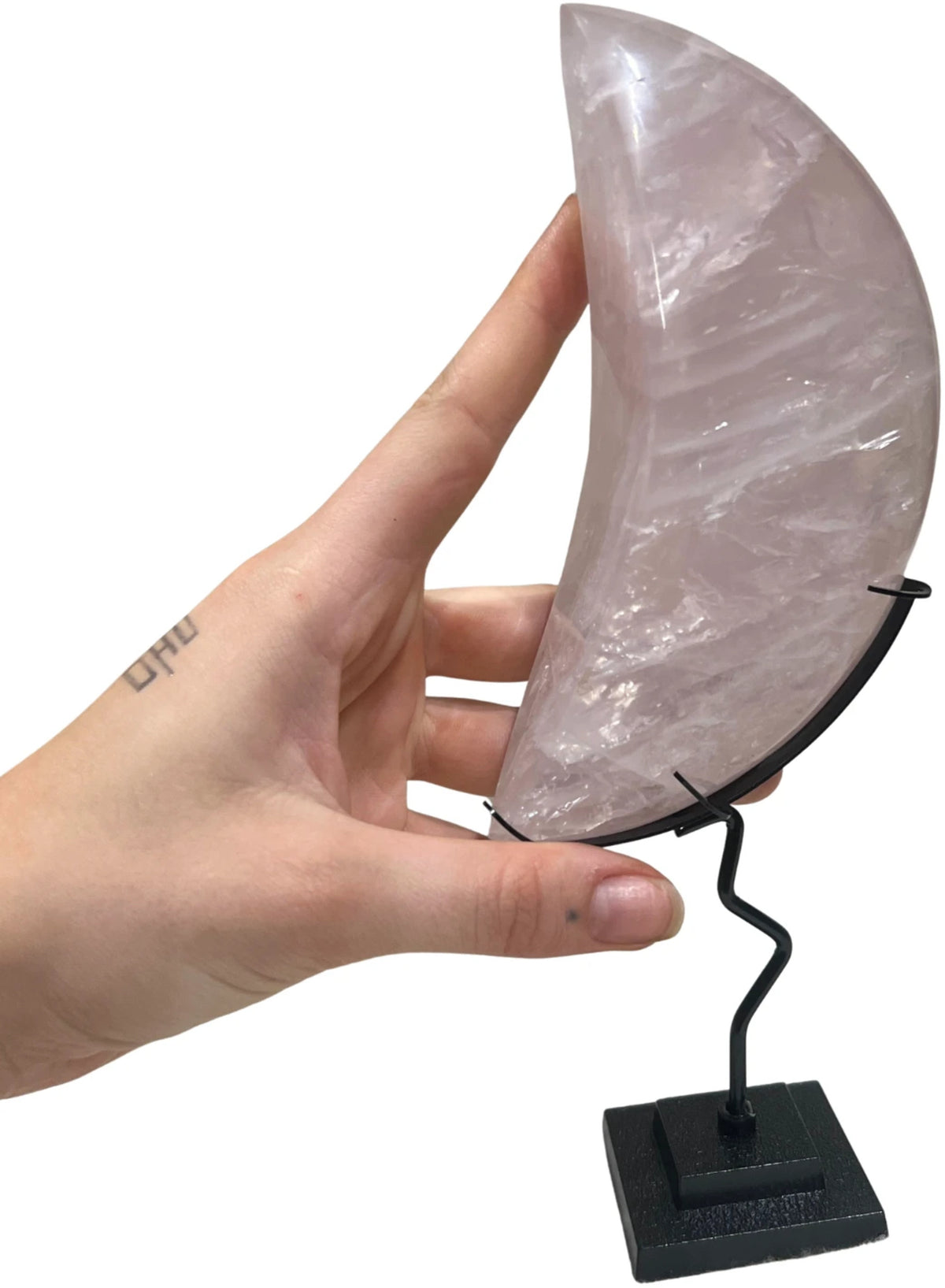 Rosenkvarts måne, polerad, 15 cm, nr 5