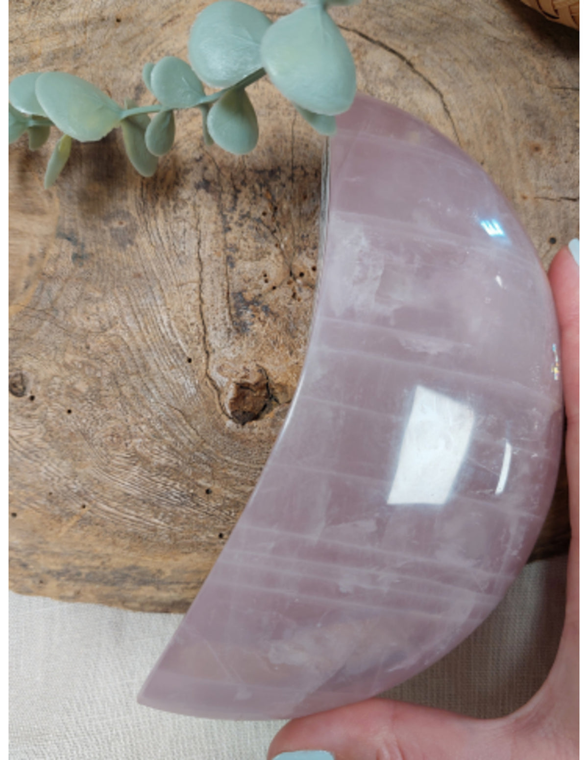 Rosenkvarts måne, nr 1, 16,5 cm (795 g)
