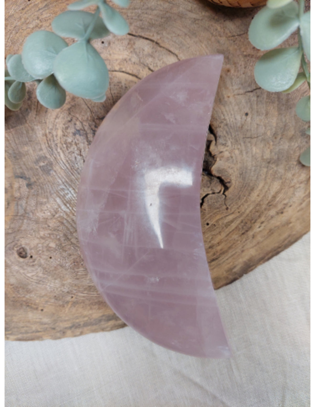 Rosenkvarts måne, nr 1, 16,5 cm (795 g)
