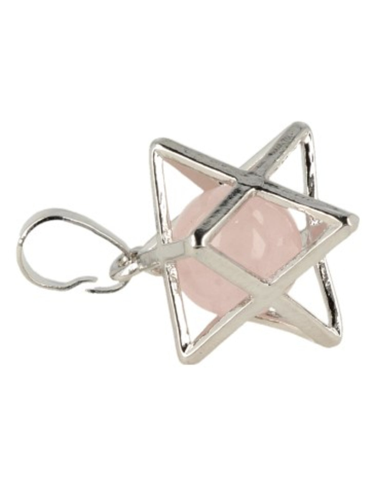 Rosenkvarts merkaba hänge med kula, 2,5 cm