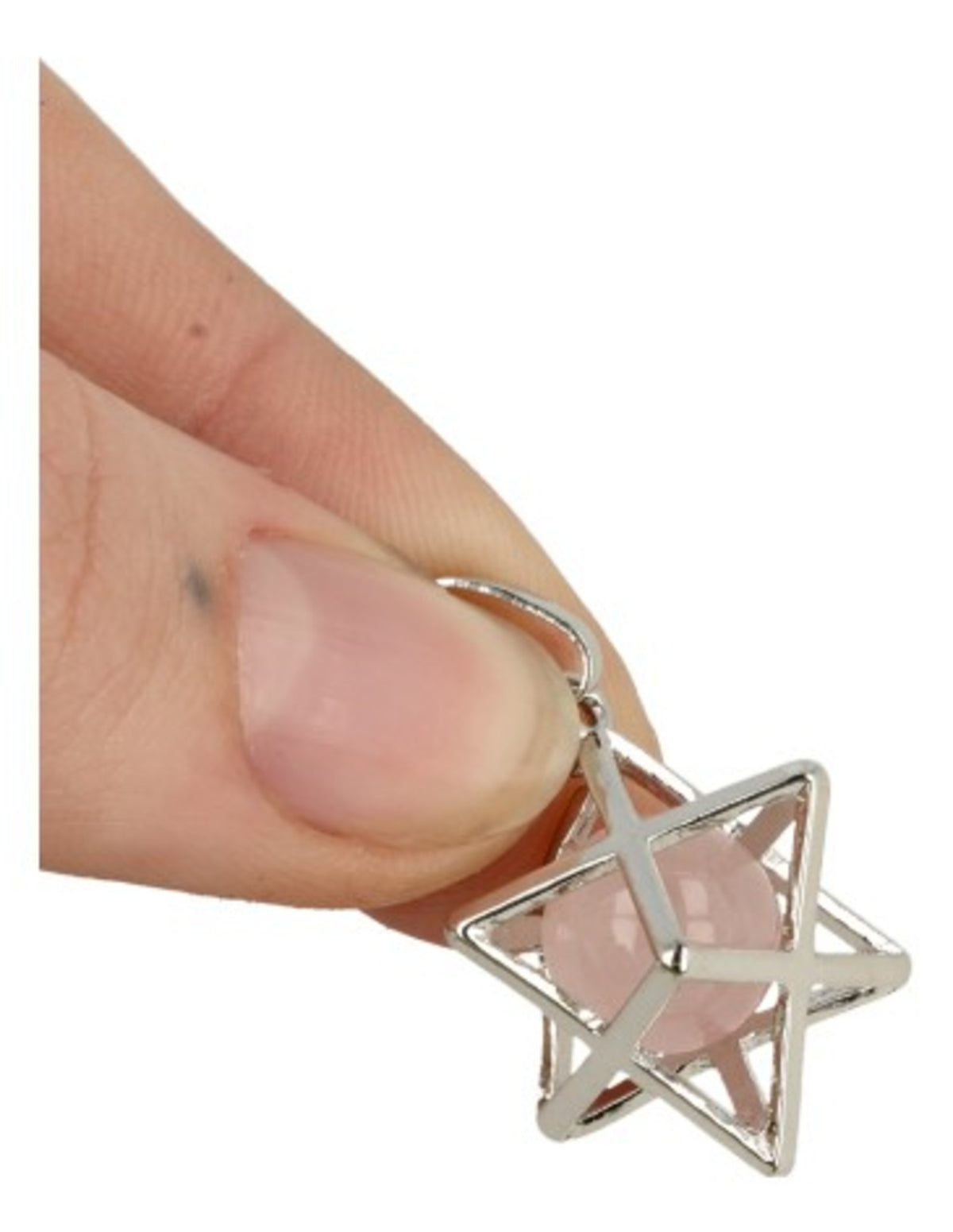 Rosenkvarts merkaba hänge med kula, 2,5 cm