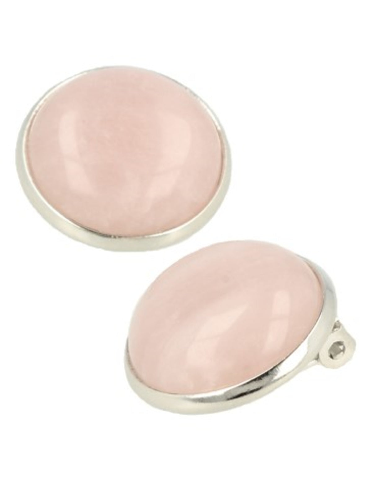 Rosenkvarts clipsörhängen, silverfärgade, 18 mm