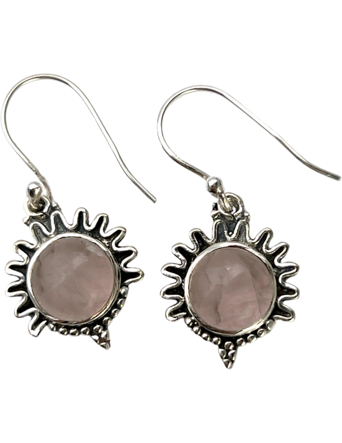 Rosenkvarts örhängen i silver, design modell 3, 3 cm