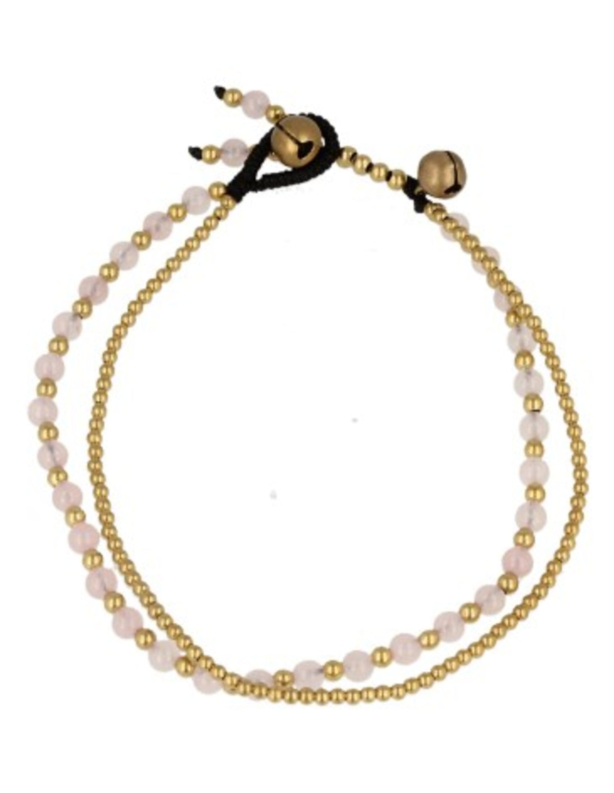Rosenkvarts fotlänk, gipsy-stil, 24 cm, 4 mm pärlor