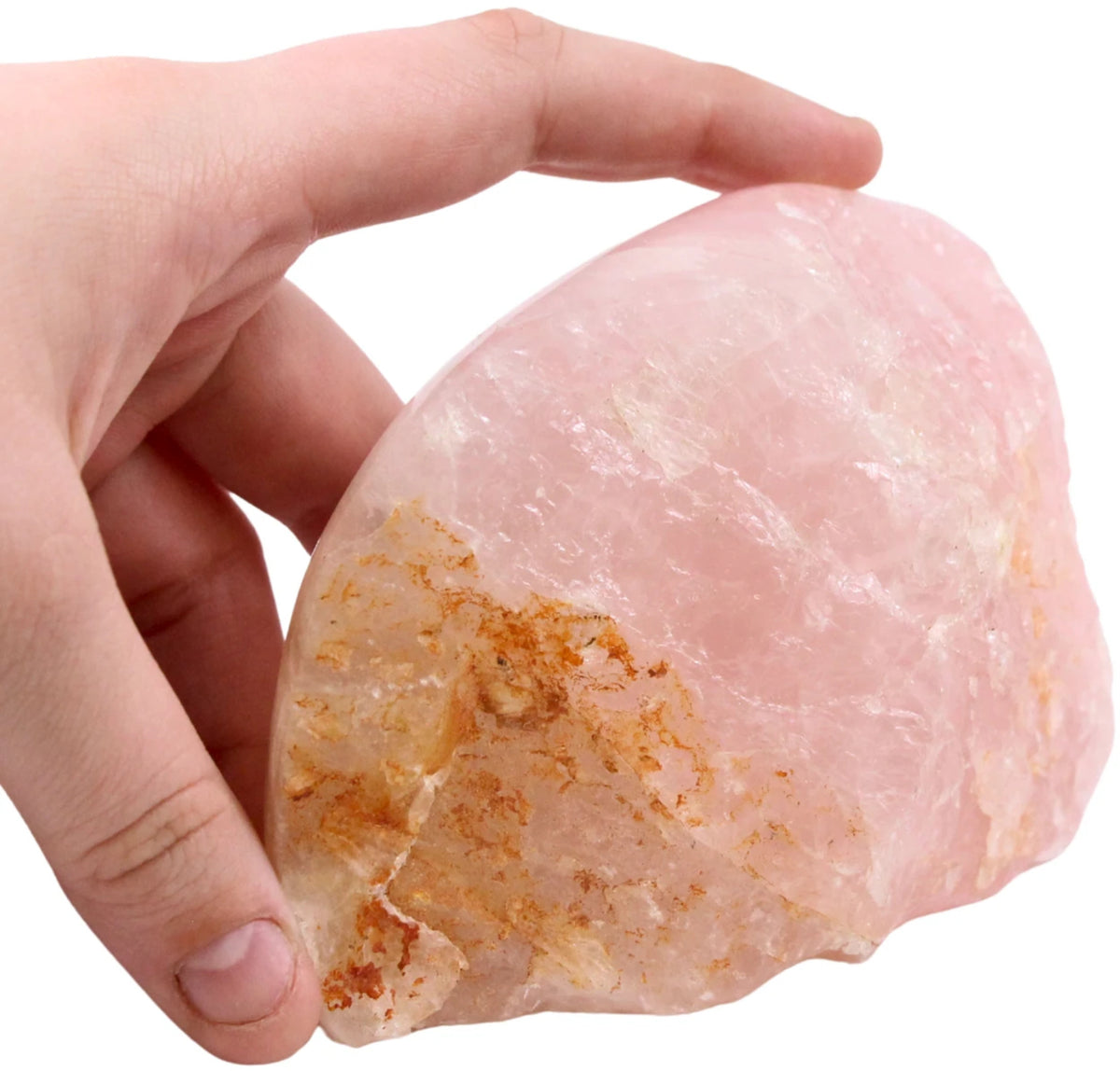Rosenkvarts sten, delvis polerad, 12,7 cm, 0,7 kg, nr 26