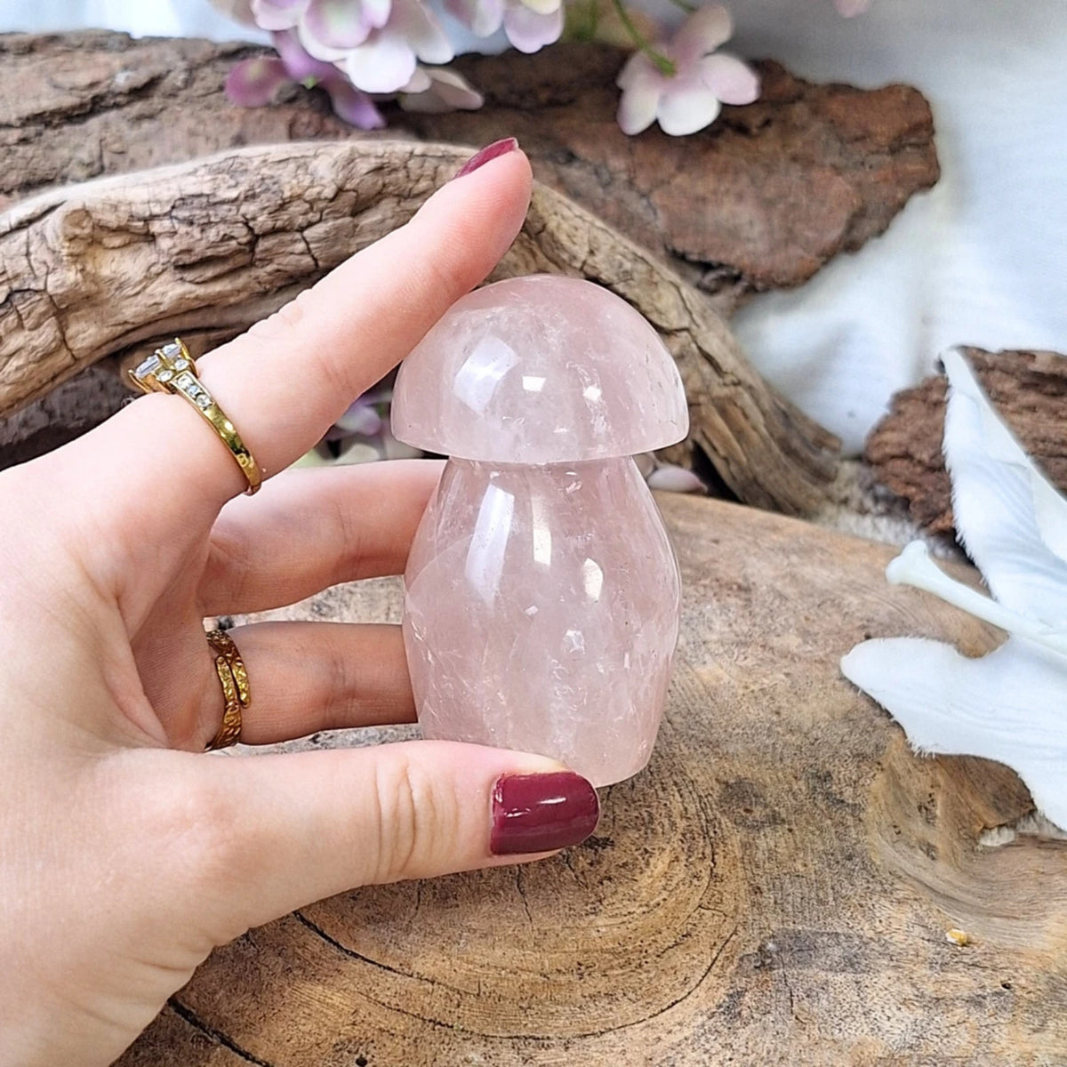 Rosenkvarts svamp, nr 10, 7,3 cm