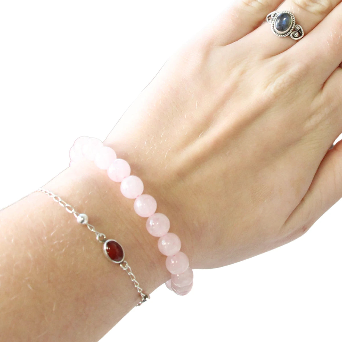 Rosenkvarts armband, powerbead 8 mm, 18 cm