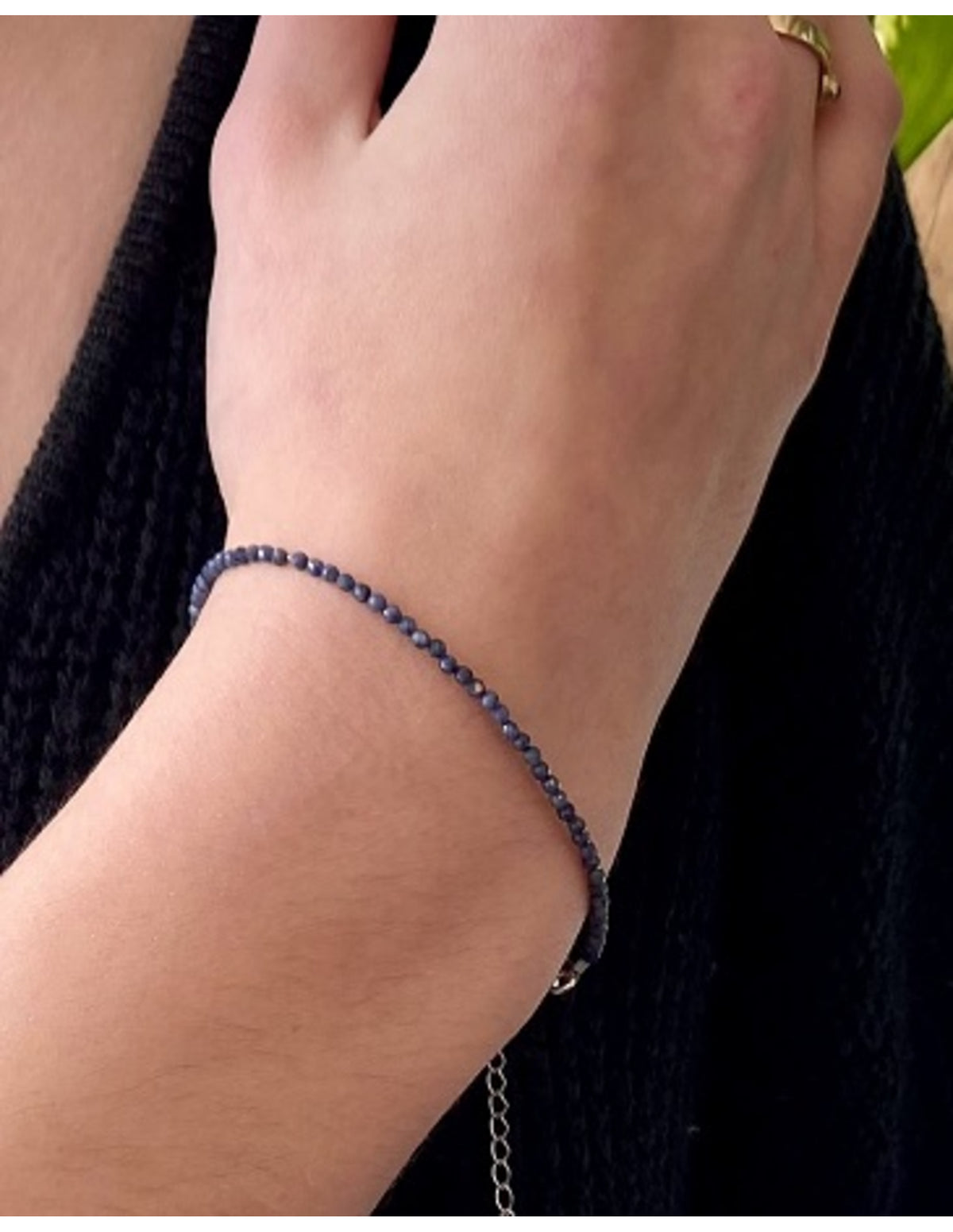 Safir halsband med fasettslipade stenar, 45 cm