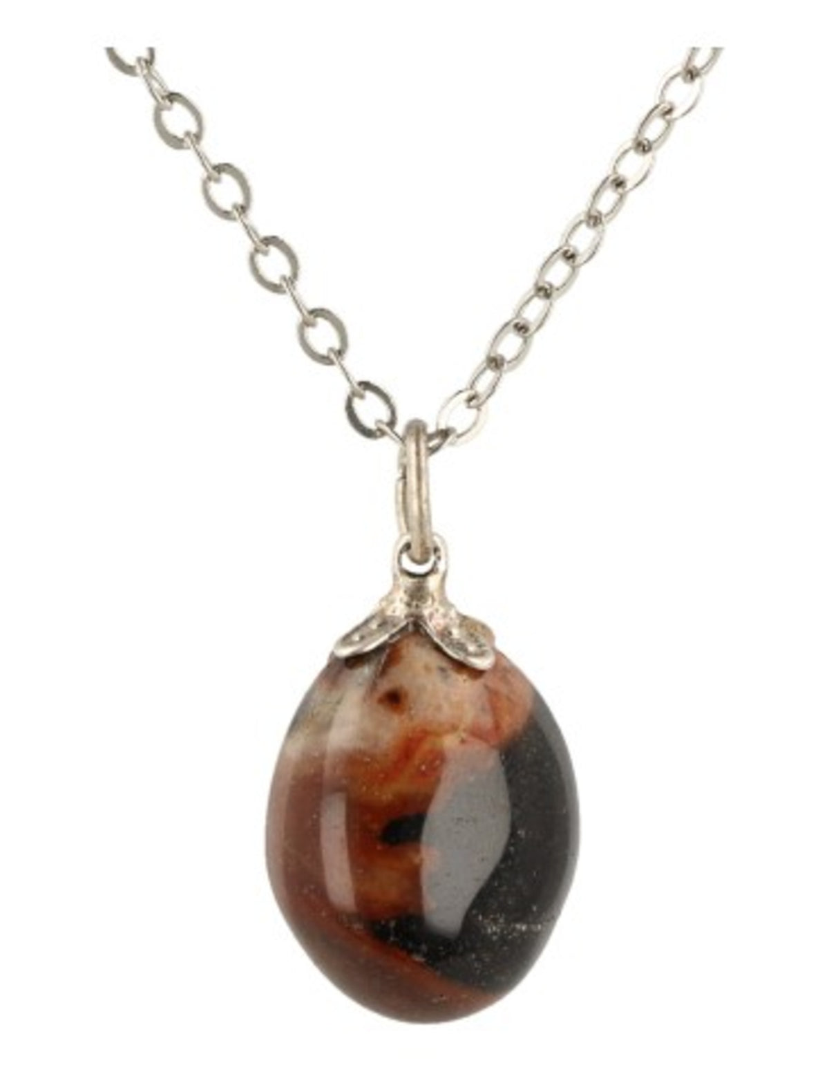 Sardonyx hänge, rödbrun med vita och svarta band, 3 till 4 cm