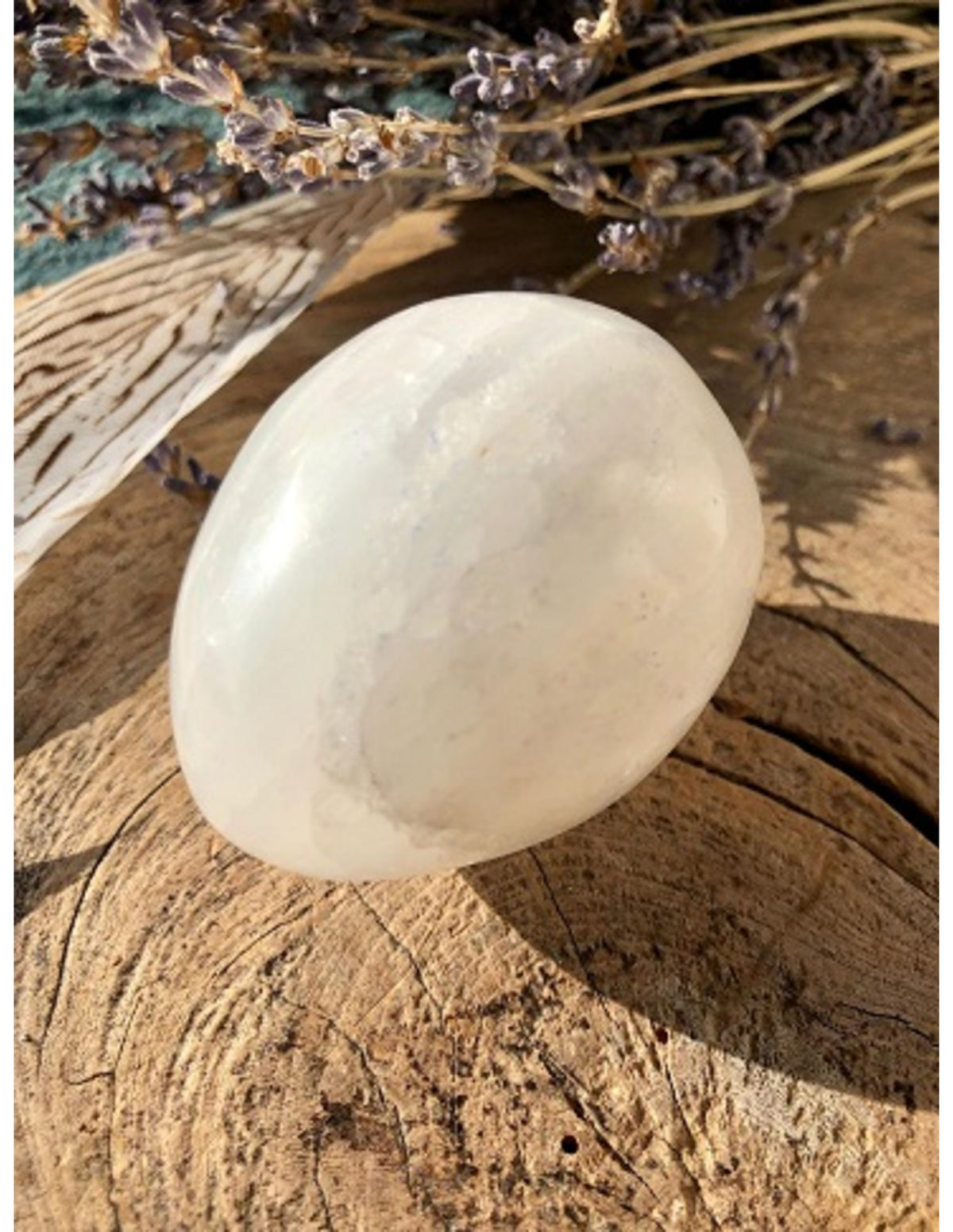 Selenit ägg, polerat, ca 5 cm (170 g)