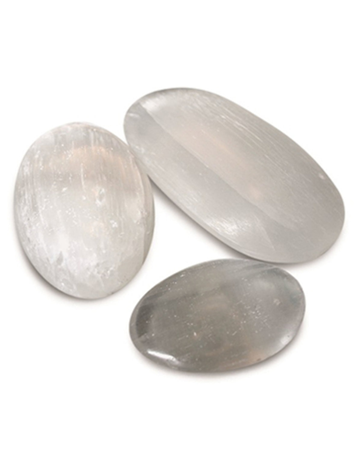 Selenit massagesten, stor, 6 till 7 cm, vit