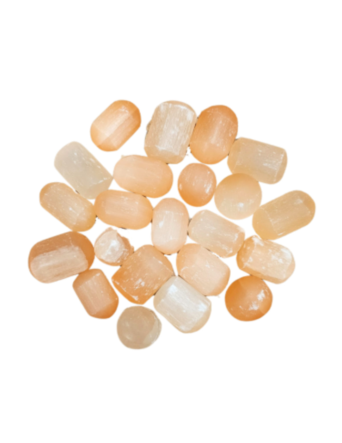 Selenit trumlade stenar, orange, från Marocko, 500 g