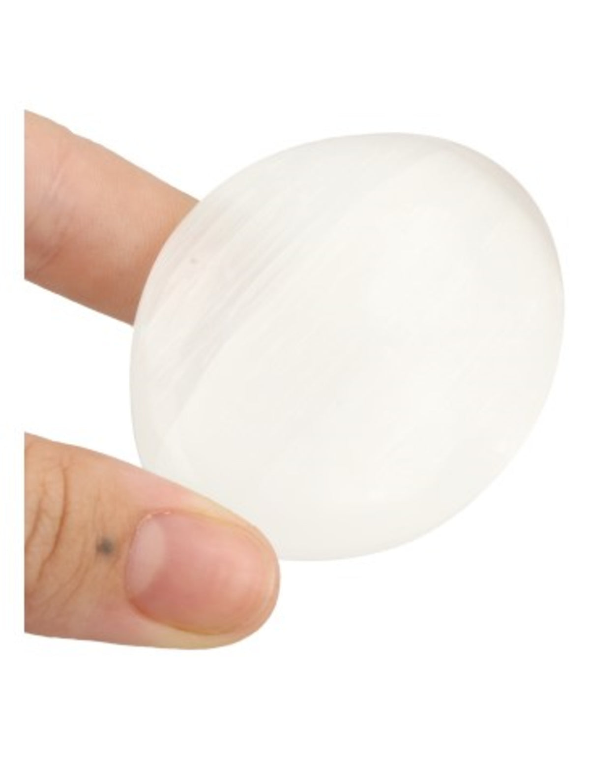 Selenit trumlad sten, fickformat, ca 4 cm