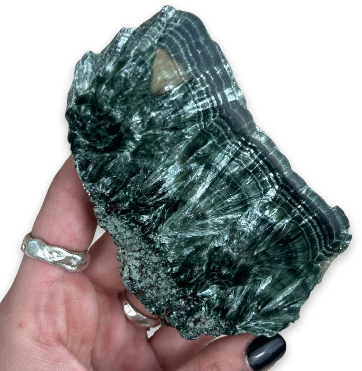 Serafinit skiva, delvis polerad, 11 cm, 130 g, nr 8
