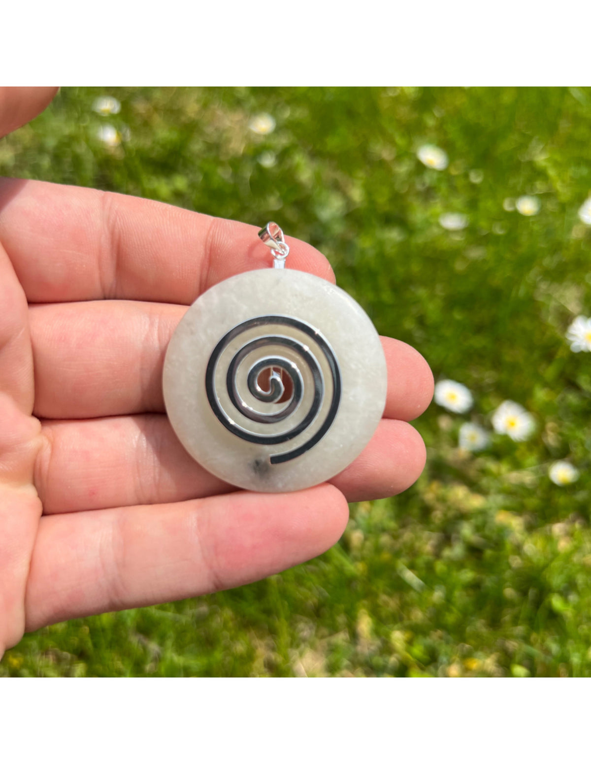 Serpentin donut hänge, livets spiral, grön, 4 cm