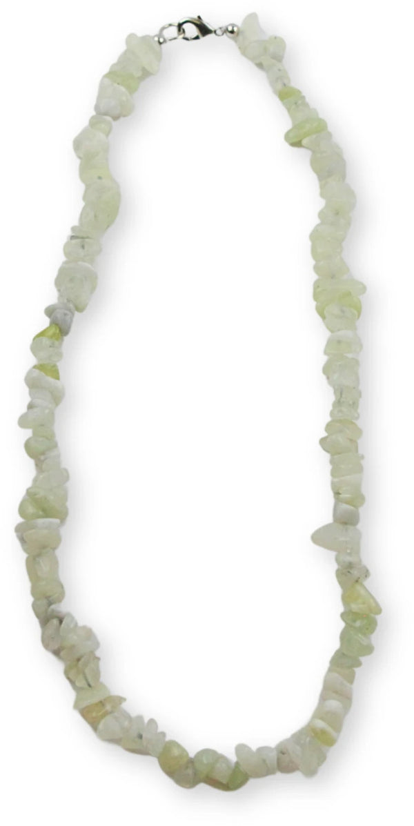 Serpentin halsband med splitstenar, grön, 5 till 10 mm